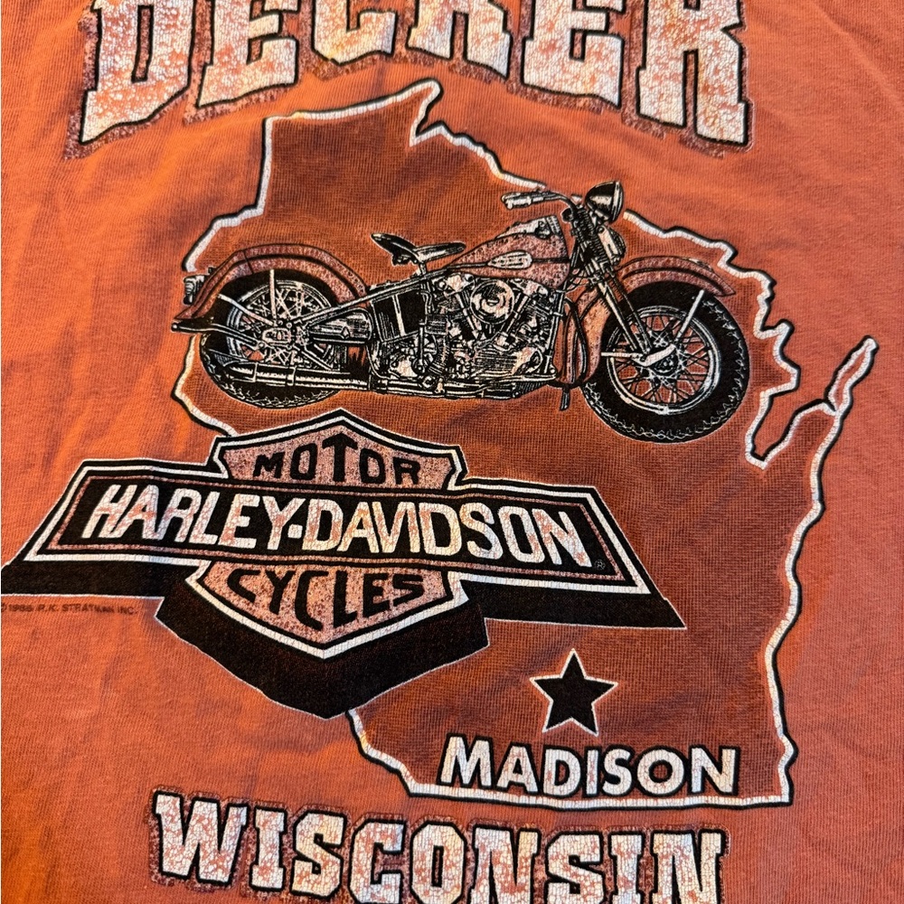 Harley-Davidson Orange Tee with Eagle Graphic - Picture 6 of 9
